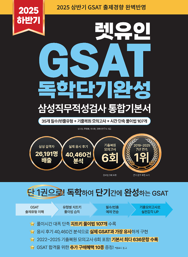 2025 하반기 렛유인 GSAT 삼성직무적성검사 독학단기완성 통합기본서_책표지